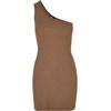 Shirtkleid URBAN CLASSICS "Urban Classics Damen Ladies Rib One Shoulder Dress", Damen, Gr. M, US-Größen, grün (schwarzkhaki), 77% Polyester, 19% Viskose, 4% Elasthan, unifarben, klassisch, slim fit, asymmetrischer Ausschnitt, ohne Ärmel, Kleider