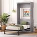 Twin Size Murphy Bed, Modern Style Folding Bed can be Folded into a Cabinet, for Bedroom, Grey