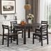 Farmhouse 5-Piece Extendable Round Dining Table Set with Storage Drawers and 4 Dining Chairs