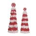 Transpac Foam 14.96 in. Multicolor Christmas Plush and Tassel Tree with Peppermint Topper Set of 2 - Red/White
