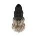 Jiyugala Human Hair Wig Long Brown Gradient Light Gold Clip Curled Ponytail High Temperature Silk Ponytail Women s Wig Headband Wigs