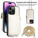 SaniMore Case for iPhone 15 Pro 6.1 2023 with Metal Detachable Crossbody Lanyard Zipper Wallet Pocket Card Slots PU Leather Wear-resistant Shockproof Anti-fall Retro Girly Shell White