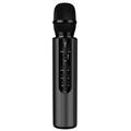 Faslmh M6 Bluetooth Singing Microphone Wireless Bluetooth Microphone Portable Handheld Speaker Microphone Audio Integrated Karaoke Artifact Black