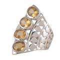 Glorious Joy,'Sterling Silver Cocktail Ring with 4-Carat Citrine Gems'