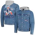 Men's The Wild Collective New England Patriots Hooded Full-Button Denim Jacket