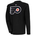 Men's Antigua Black Philadelphia Flyers Flier Bunker Tri-Blend Pullover Sweatshirt