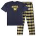 Men's Profile Navy/Maize Michigan Wolverines Big & Tall 2-Pack T-Shirt Flannel Pants Set