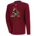 Men's Antigua Garnet Arizona Coyotes Flier Bunker Tri-Blend Pullover Sweatshirt