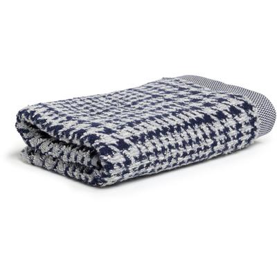 Handtuch MÖVE "Brooklyn Glencheck", blau (nature deep sea), B:50cm L:100cm, Walkfrottier, Obermaterial: 85% Baumwolle, 10% Viskose, 5% Leinen, Handtücher (Packung), Made in Germany Image