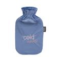 Fashy Wärmflasche mit Flauschbezug und Stickerei "Cold/warm", blau, 2,0 L