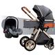 Baby Stroller Carriage for Newborn, High Landscape Luxury Baby Pram Stroller Infant Pushchair Reversible Bassinett with 5-Point Harness, Rain Cover, Mosquito Net (Color : Grey A)