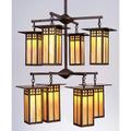 Arroyo Craftsman Glasgow 33 Inch 8 Light Chandelier - GCH-9L-4-4-REC-P