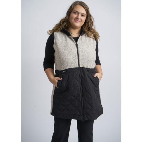 Longweste PONT NEUF Gr. XL (48/50), grau (light grey) Damen Westen mit Kapuze