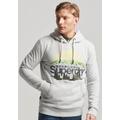 Kapuzensweatshirt SUPERDRY "CL GREAT OUTDOORS GRAPHIC HOOD" Gr. XL, grau (grey marl) Herren Sweatshirts