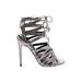 Topshop Heels: Strappy Stilleto Glamorous Gray Print Shoes - Women's Size 40 - Open Toe