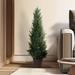Primrue Adcock Faux Cedar in Pot, Fake UV Rated Potted Tree, Faux Green Plant, Fake Tree for Home Decor Silk/Plastic in Black | Wayfair