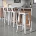 Trent Austin Design® Maresca Bar & Counter Stool w/ Wood Seat & Backrest Wood/Metal in White/Brown | 30.7 H x 15.6 W x 15.6 D in | Wayfair