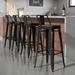 Trent Austin Design® Maresca Bar & Counter Stool w/ Wood Seat & Backrest Wood/Metal in Black/Brown | 36.7 H x 16 W x 16 D in | Wayfair