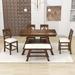 Red Barrel Studio® Damu 6 - Piece Dining Set, Dining Table w/ Storage Shelf & Bench & 4 Chairs Wood/Upholstered in Brown | Wayfair