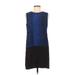 Rebecca Taylor Casual Dress - Shift Crew Neck Sleeveless: Blue Color Block Dresses - Women's Size 8