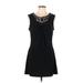 White House Black Market Casual Dress - A-Line Scoop Neck Sleeveless: Black Print Dresses - Women's Size Large