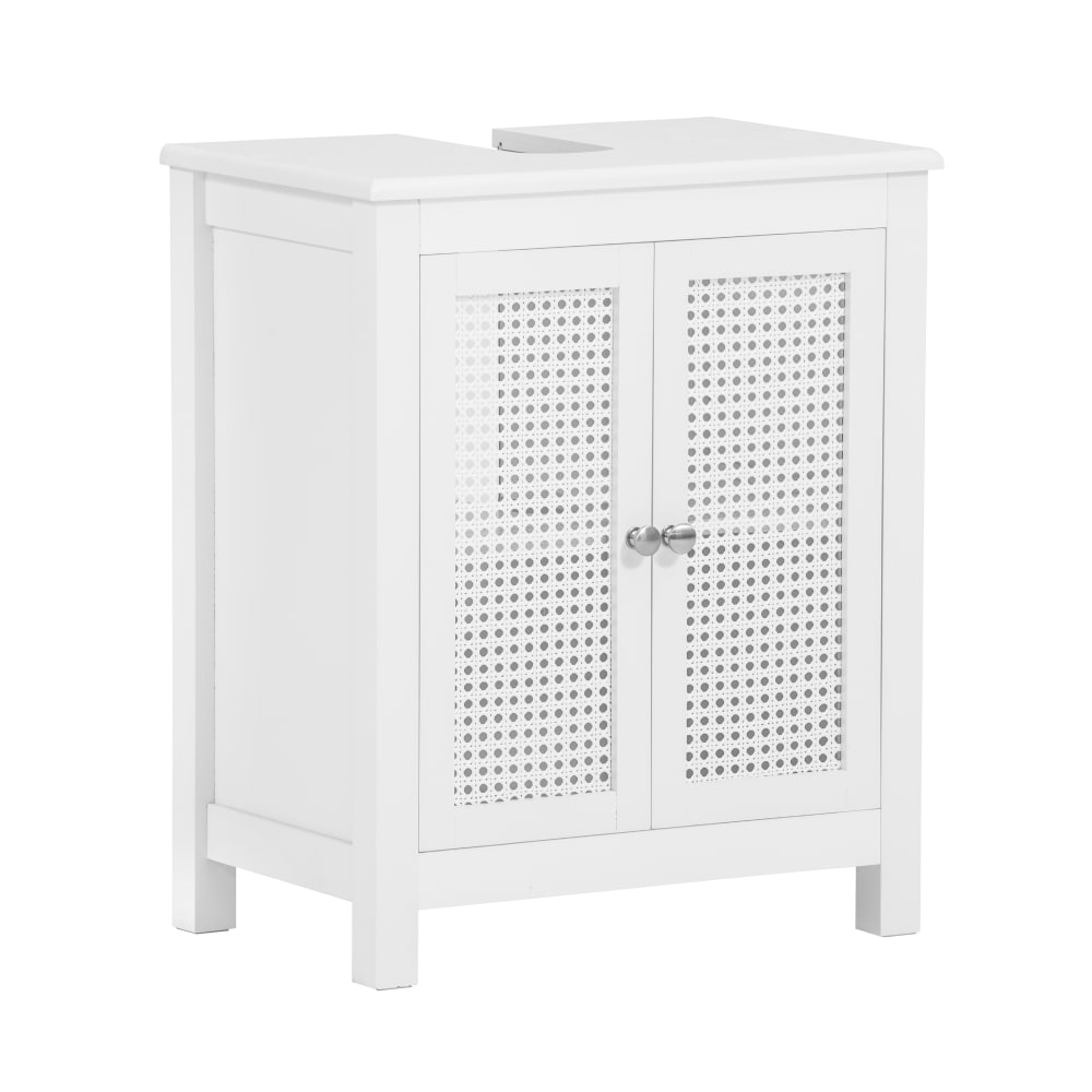 Meuble sous vasque effet bois blanc