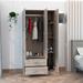 Bedroom 3-Door Armoire with Drawers & Shelves and Hanging Rod, Gray