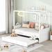 Modern Design Twin Size Wooden Canopy Day Bed with Twin Trundle, Space-Saving 4-Poster Beds for Kids Boys Girls Teens, White