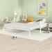 Twin Metal Daybed w/Trundle, Extendable Sofa Bed w/Slats Support,White