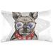 Hidove French Bulldog Wearing Bandana Velvet Oblong Lumbar Plush Throw Pillow Cover/Shams Cushion Case with Zipper 20x30in for Couch Sofa Pillowcase Only