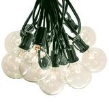 100 Foot G50 Patio Globe String Lights - 105 G50 Clear 2 Bulbs (5 Extra) - Green Wire - for Outdoor String Lighting