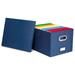 YhbSmt Collapsible File Storage Organizer - Decorative Linen Filing & Storage Office Box - Letter/Legal - Navy - 1 Pack