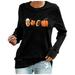 REORIAFEE Fall Sweatshirts for Women 2023 Fashion Thanksgiving Casual Printed Fall Tops Long Sleeve Crewneck Coffee Cup Sweatshirt Black M