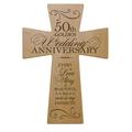 LifeSong Milestones 50th Wedding Anniversary Maple Wood Wall Cross Gift for Couple