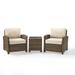 Maykoosh Artisanal Abode 3Pc Outdoor Wicker Armchair Set Sangria/Weathered Brown - Side Table & 2 Armchairs