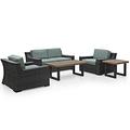 Maykoosh Global Glam 5Pc Outdoor Wicker Conversation Set Mist/Brown - Loveseat Coffee Table Side Table & 2 Chairs