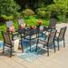 Summit Living 7 Pieces Outdoor Patio Dining Set with 6 Pieces Aluminum Stackable Armchairs & 1 Piece Metal Steel Table Black