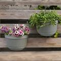 Nvzi 2Pcs Resin Wall Planters Hanging Flower Plant Pots Vertical Wall Mount Planter Pot Flower Basket for Railing Fence Wall Window Balcony Gray