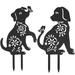 Pluokvzr 2Pcs Dog Garden Stakes Metal Garden Animal Statues Decorative Black Dog Silhouette Lawn Stakes Creative Cat Yard Art Dec