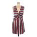 Rachel Zoe Casual Dress - Mini Plunge Sleeveless: Red Print Dresses - Women's Size Medium