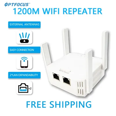 OPTFOCUS-Répéteur WiFi 2.4G 5G 2 LAN 300 1200Mbps pour routeur 4 divulguer amplificateur de