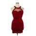 Speechless Cocktail Dress - Bodycon Halter Sleeveless: Red Color Block Dresses - New - Women's Size 19