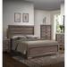 Lyndon Eastern King Wood Panel Bed with English Dovetail&Center Metal Glide Drawers in Weathered Gray Grain
