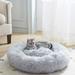 SunStyle Home Soft Plush Round Pet Bed for Cats Or Small Dogs Cat Bed Self Warming Autumn Winter Indoor Sleeping Cozy Pet Bed for Small Dogs and Cats Donut Anti Slip Bottom (S(20 x20 ) Gray)