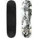 Skateboards for Beginners Tropical floral seamless pattern palm leaves Black white 31 x8 Maple Double Kick Concave Boards Complete Skateboards Outdoor for Adults Youths Kids Teens Gifts