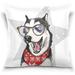 Hidove Siberian Husky Dog Wears Bandana Velvet Oblong Lumbar Plush Throw Pillow Cover/Shams Cushion Case with Zipper 18 x 18 for Couch Sofa Pillowcase Only