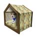 Leaves Pet House Soft Colored Autumn Leaves with Stripes as Ribs and Nervures of Foliage in Repeat Outdoor & Indoor Portable Dog Kennel with Pillow and Cover 5 Sizes Multicolor by Ambesonne
