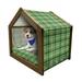 Checkered Pet House Old Fashioned Irish British Tile Mosaic in Vibrant Green Colors Outdoor & Indoor Portable Dog Kennel with Pillow and Cover 5 Sizes Emerald Lime Green White by Ambesonne