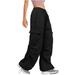 RYRJJ Parachute Pants for Women Baggy Cargo Pants Multi-Pocket Elastic Low Rise Y2K Pants Teen Girls Wide Leg Jogger Trousers Streetwear Black XL