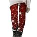 RYRJJ Christmas Leggings for Women Plus Size Winter Warm High Waisted Brushed Holiday Pants Funny Xmas Tree Santa Claus Reindeer Snowflake Leggings Wine XL